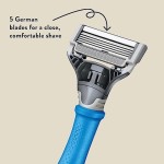 Pisau Cukur Pria - Set Pisau Cukur Pegangan Indigo, Termasuk 13 Pisau Pengganti dan Pelindung Pisau untuk Perjalanan